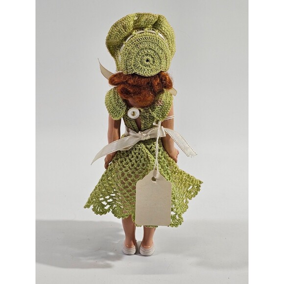 PLK Vintage 1940's 8" Unbranded Doll Dolly In Hand Crafted Crocheted Dress EUC - Picture 6 of 12